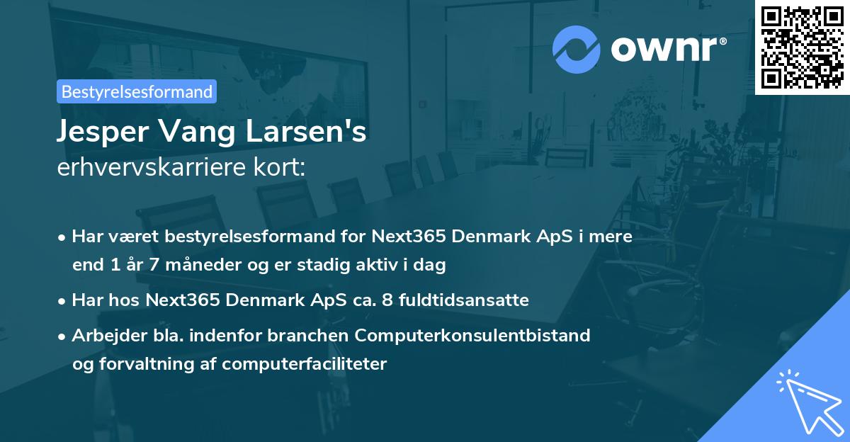 Jesper Vang Larsen's erhvervskarriere kort