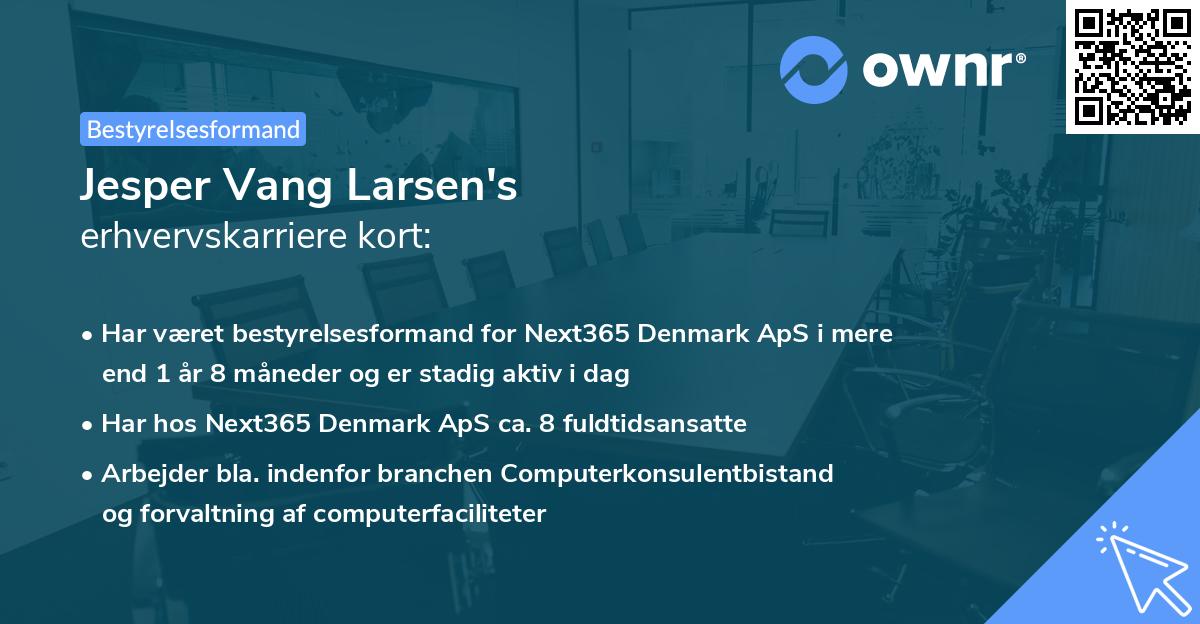 Jesper Vang Larsen's erhvervskarriere kort