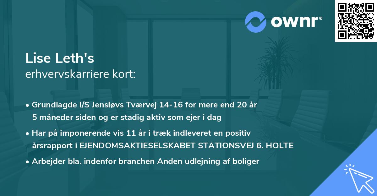 Lise Leth's erhvervskarriere kort
