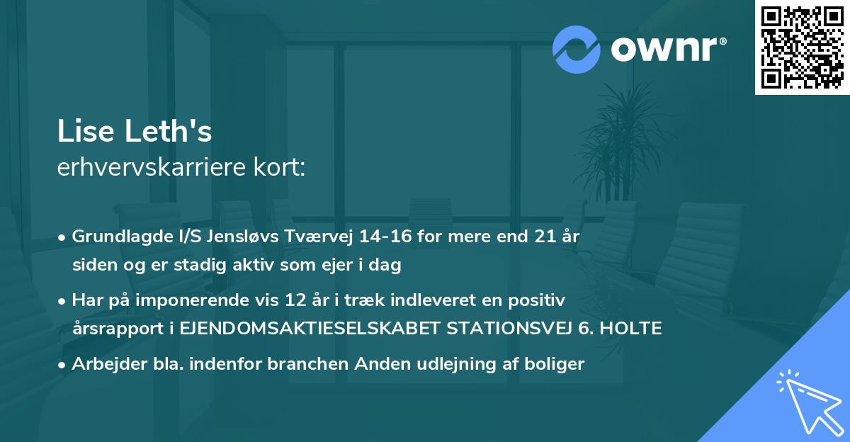 Lise Leth's erhvervskarriere kort