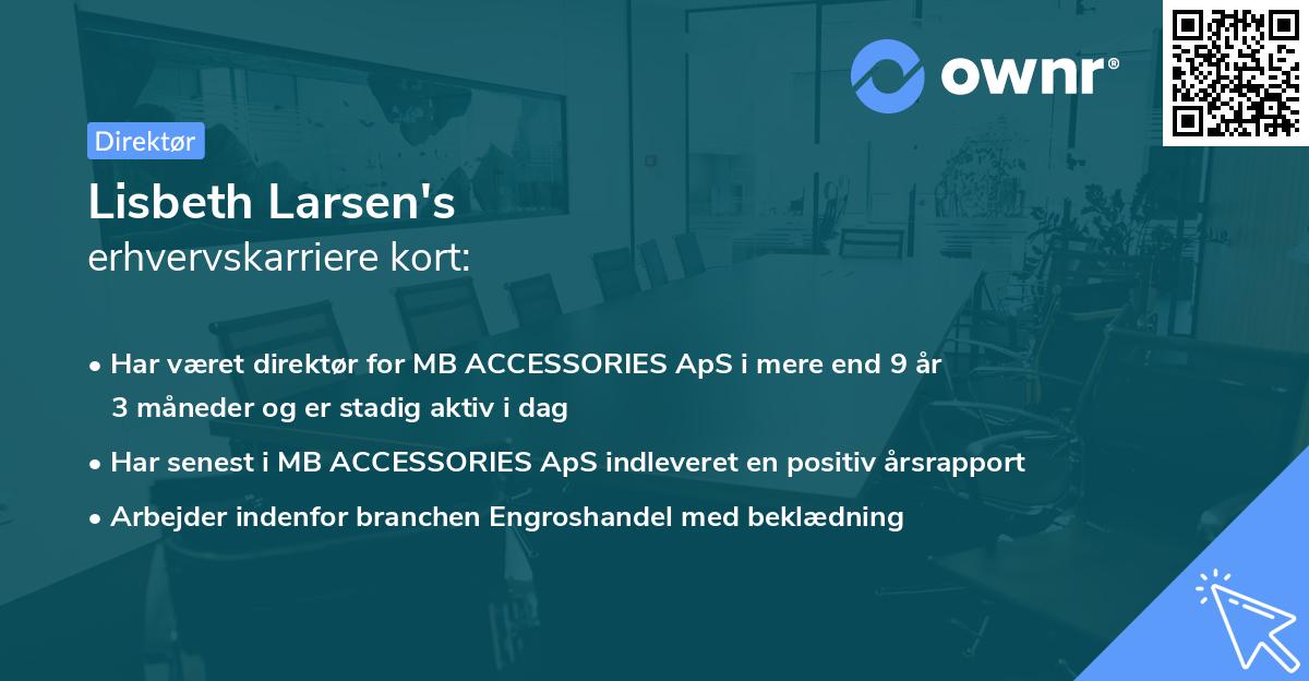 Lisbeth Larsen's erhvervskarriere kort