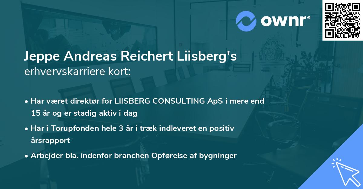 Jeppe Andreas Reichert Liisberg's erhvervskarriere kort