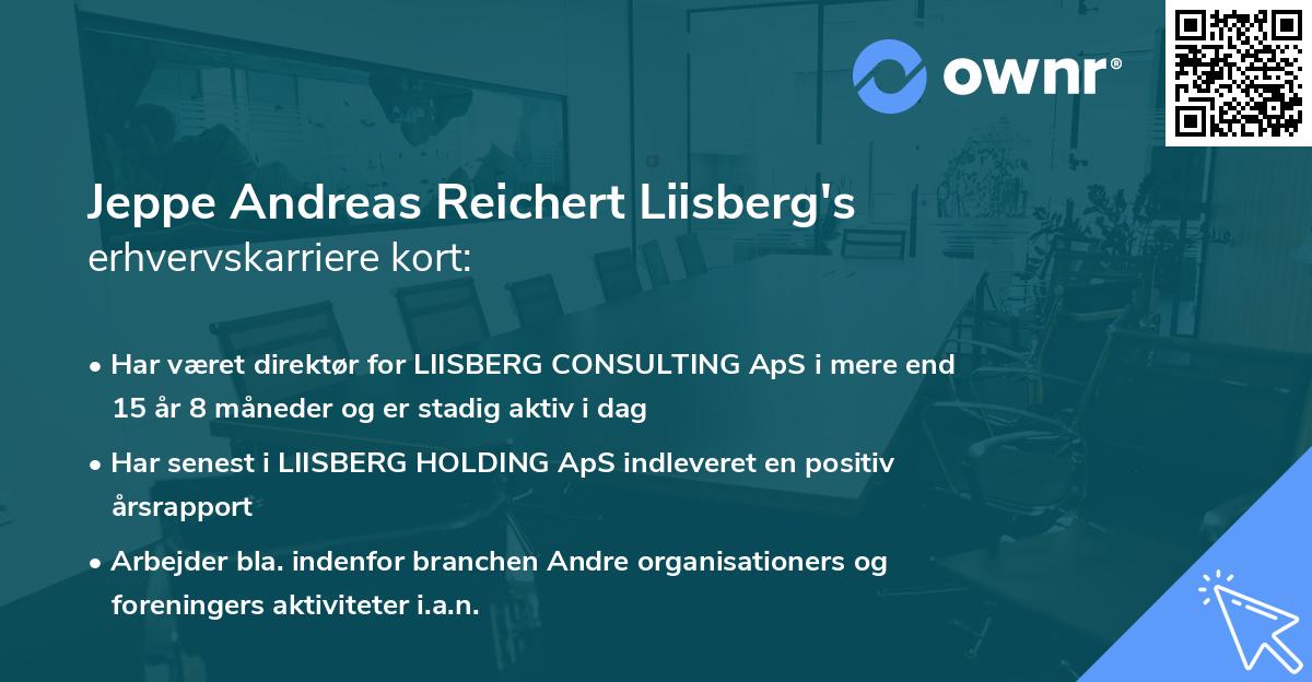 Jeppe Andreas Reichert Liisberg's erhvervskarriere kort