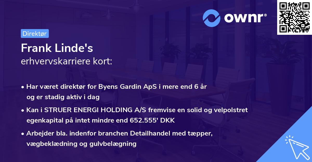 Frank Linde's erhvervskarriere kort