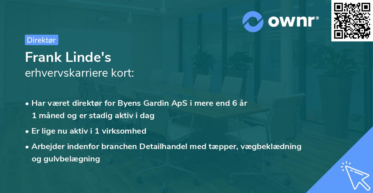 Frank Linde's erhvervskarriere kort