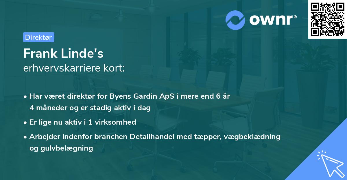 Frank Linde's erhvervskarriere kort