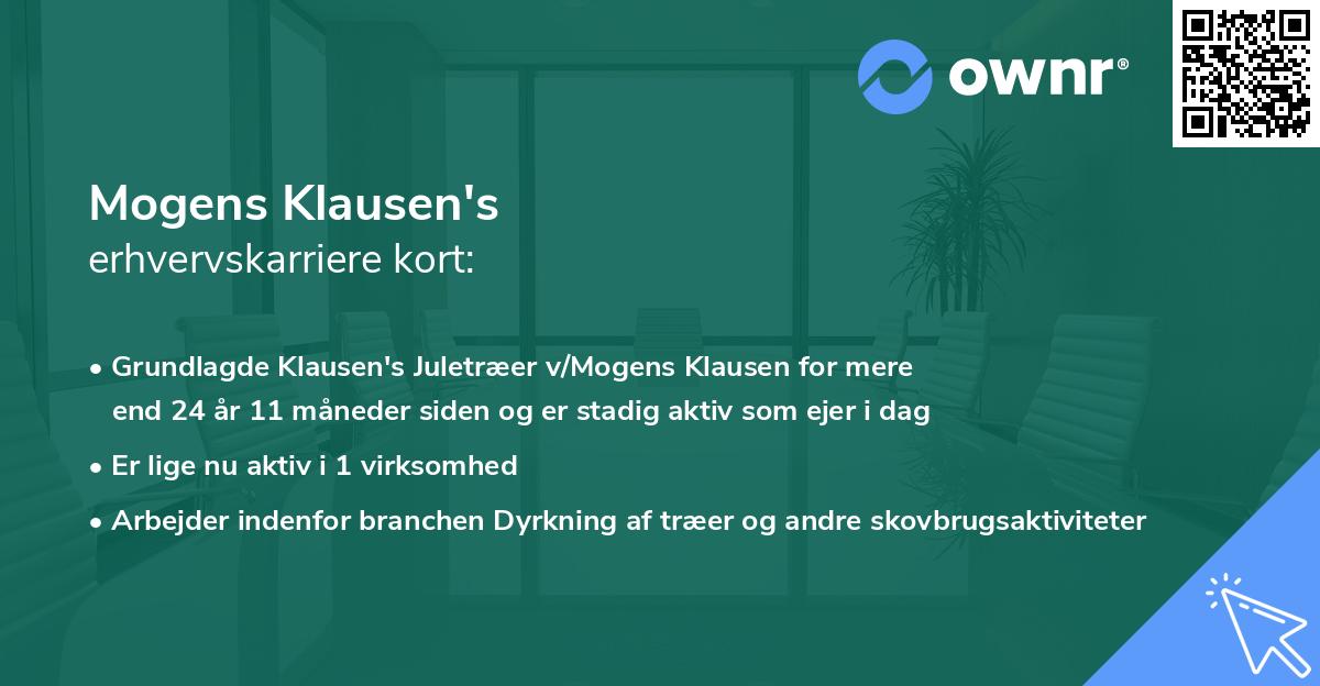 Mogens Klausen's erhvervskarriere kort