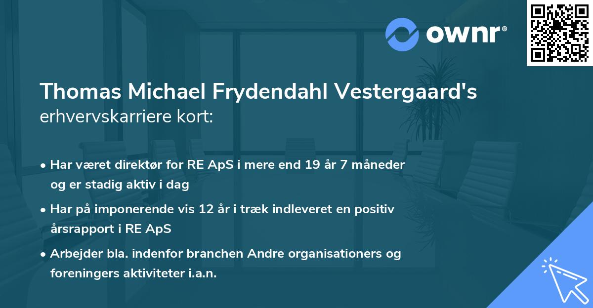 Thomas Michael Frydendahl Vestergaard's erhvervskarriere kort