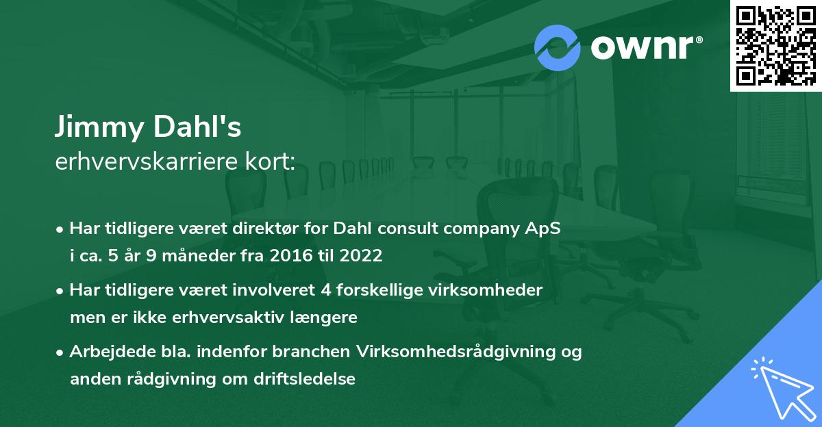 Jimmy Dahl's erhvervskarriere kort