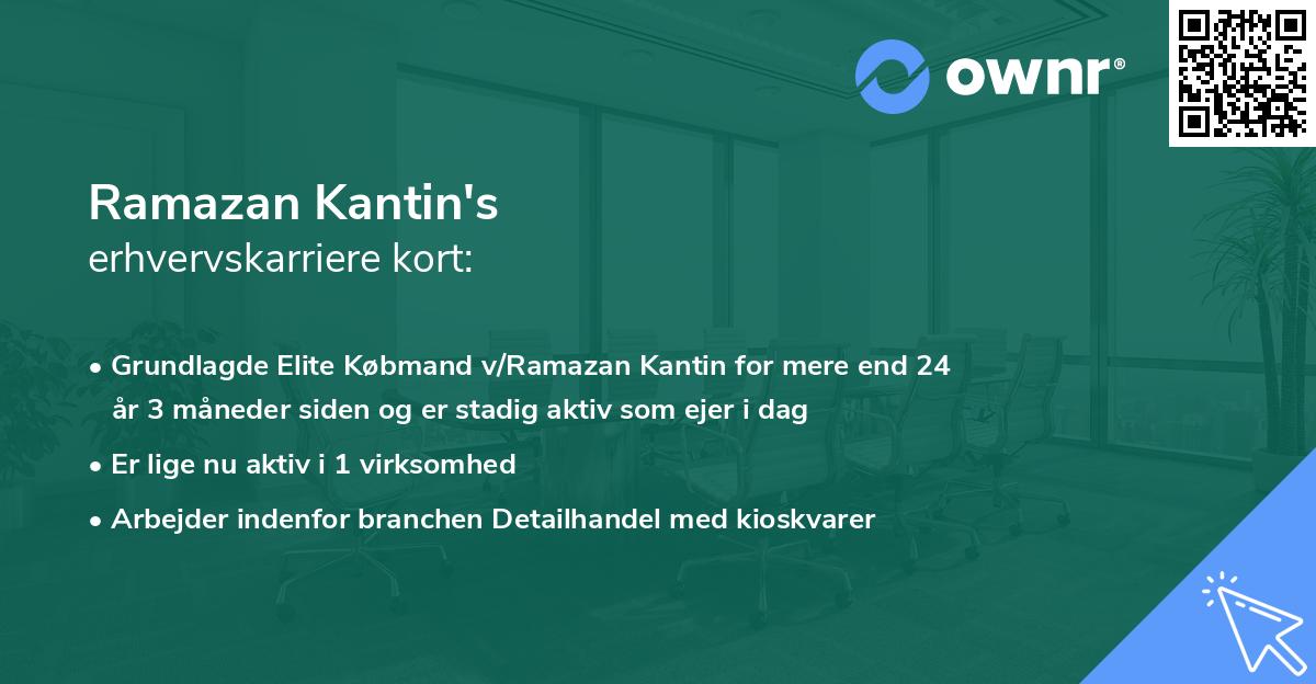 Ramazan Kantin's erhvervskarriere kort