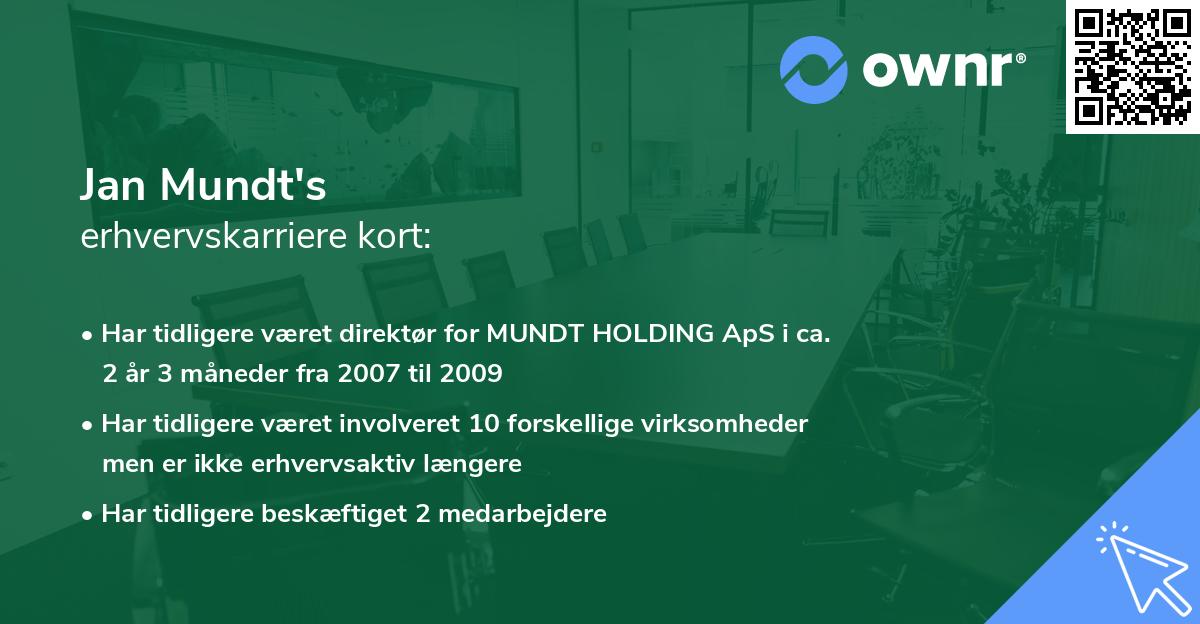 Jan Mundt's erhvervskarriere kort