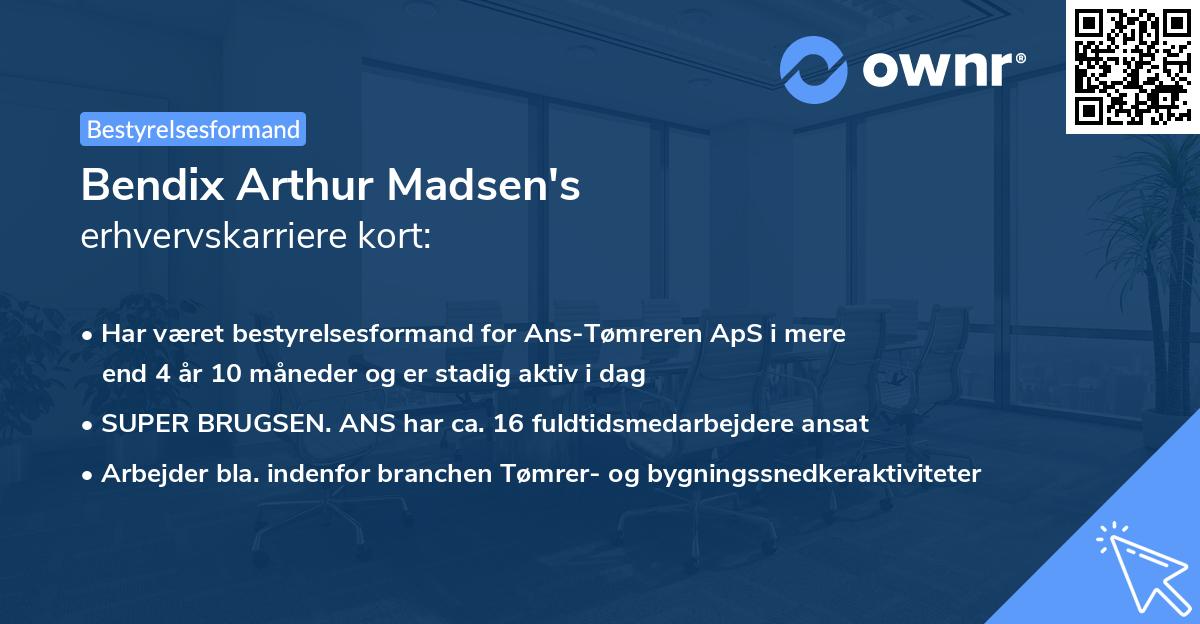 Bendix Arthur Madsen's erhvervskarriere kort