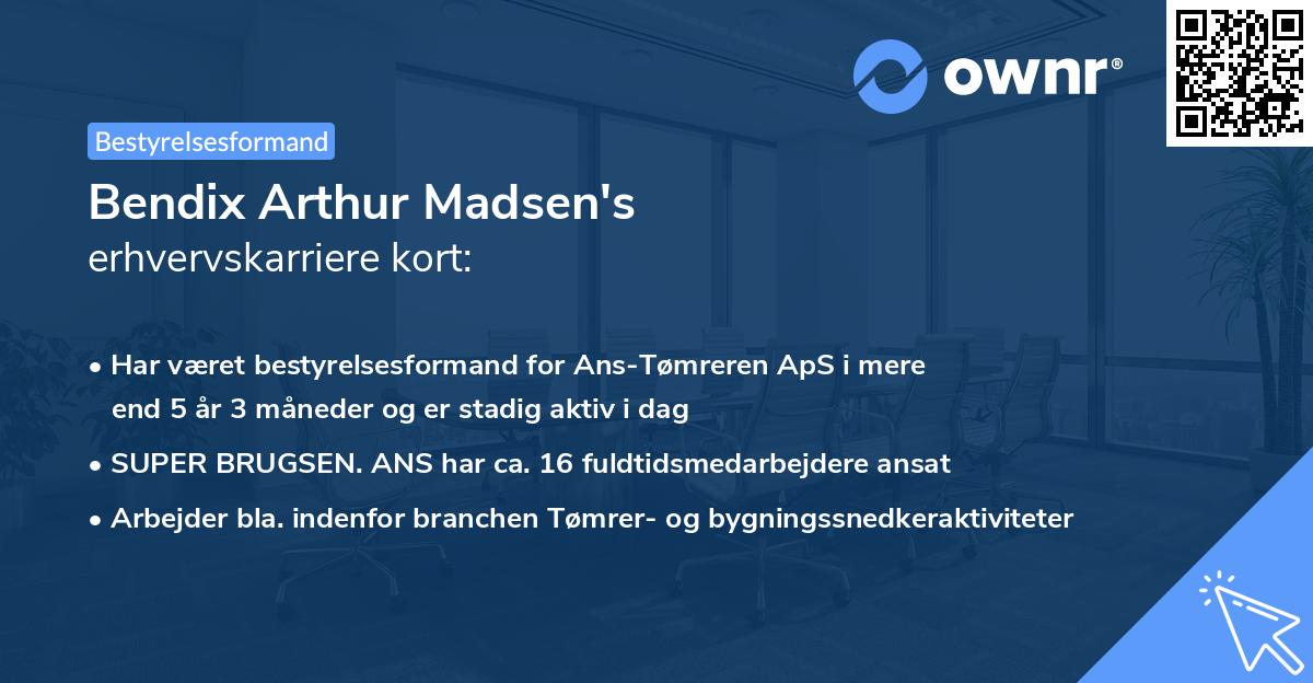 Bendix Arthur Madsen's erhvervskarriere kort