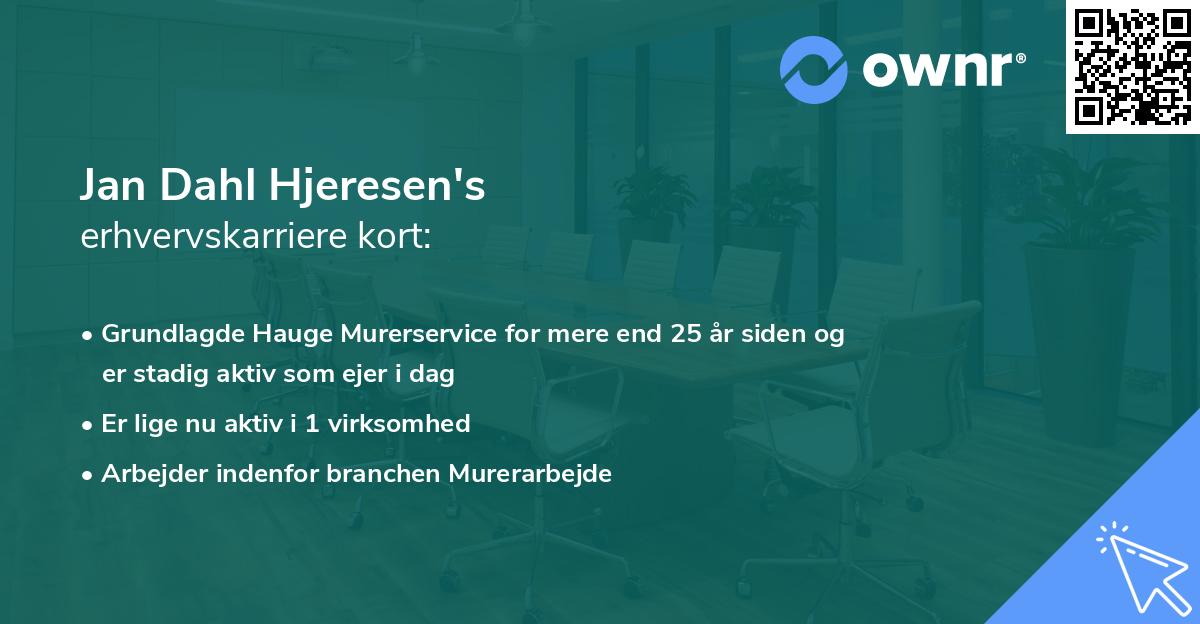 Jan Dahl Hjeresen's erhvervskarriere kort