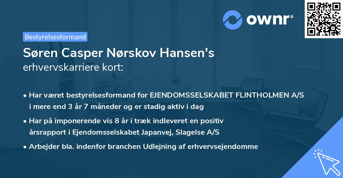 Søren Casper Nørskov Hansen's erhvervskarriere kort