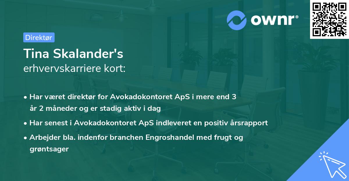 Tina Skalander's erhvervskarriere kort