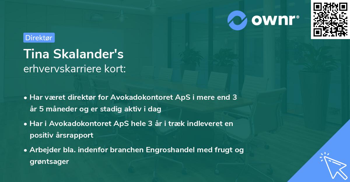 Tina Skalander's erhvervskarriere kort
