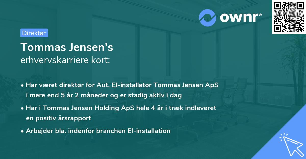 Tommas Jensen's erhvervskarriere kort