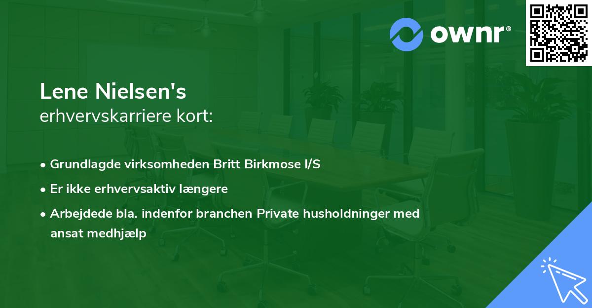 Lene Nielsen's erhvervskarriere kort