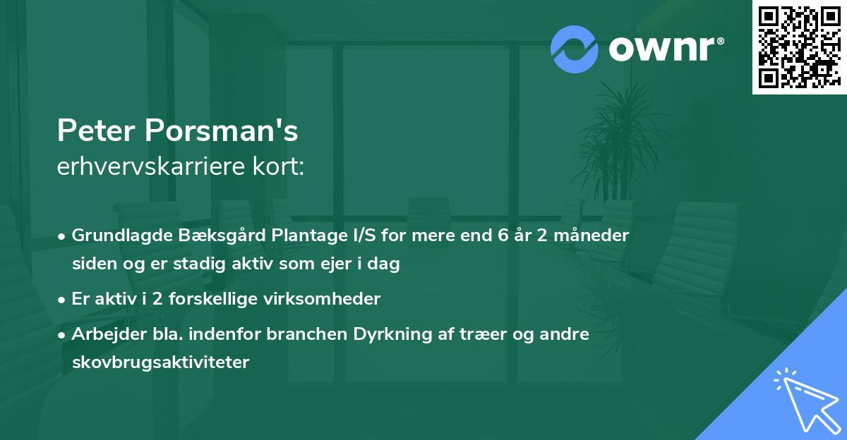 Peter Porsman's erhvervskarriere kort