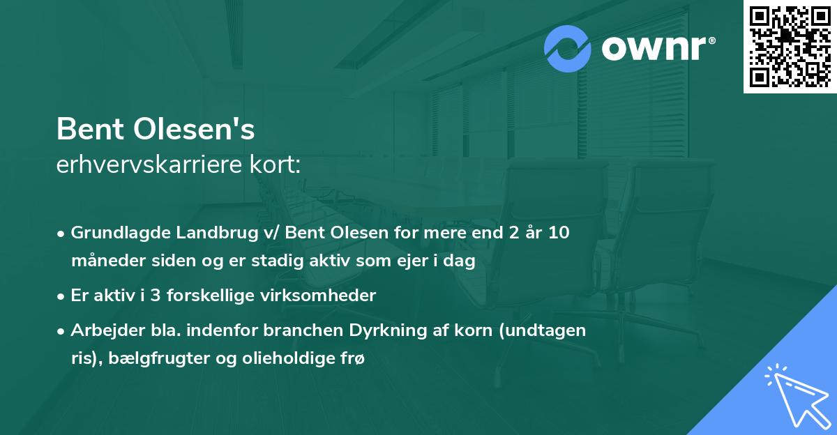 Bent Olesen's erhvervskarriere kort