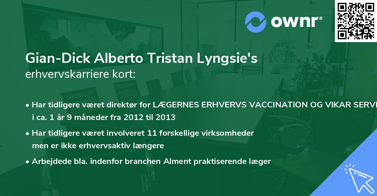 Gian-Dick Alberto Tristan Lyngsie's erhvervskarriere kort