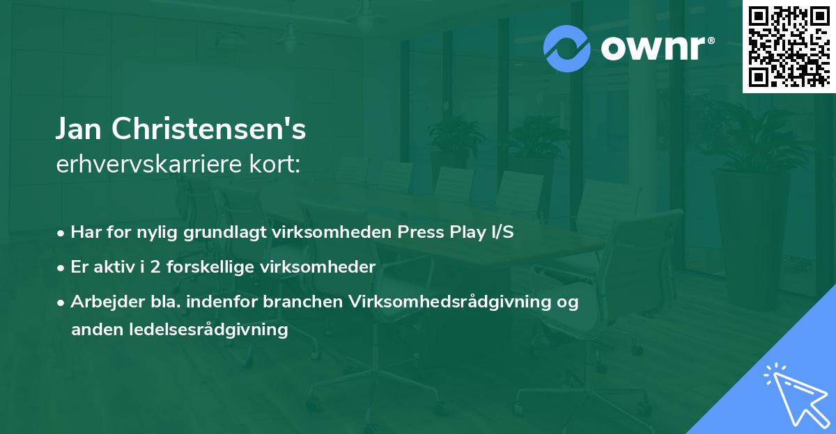 Jan Christensen's erhvervskarriere kort