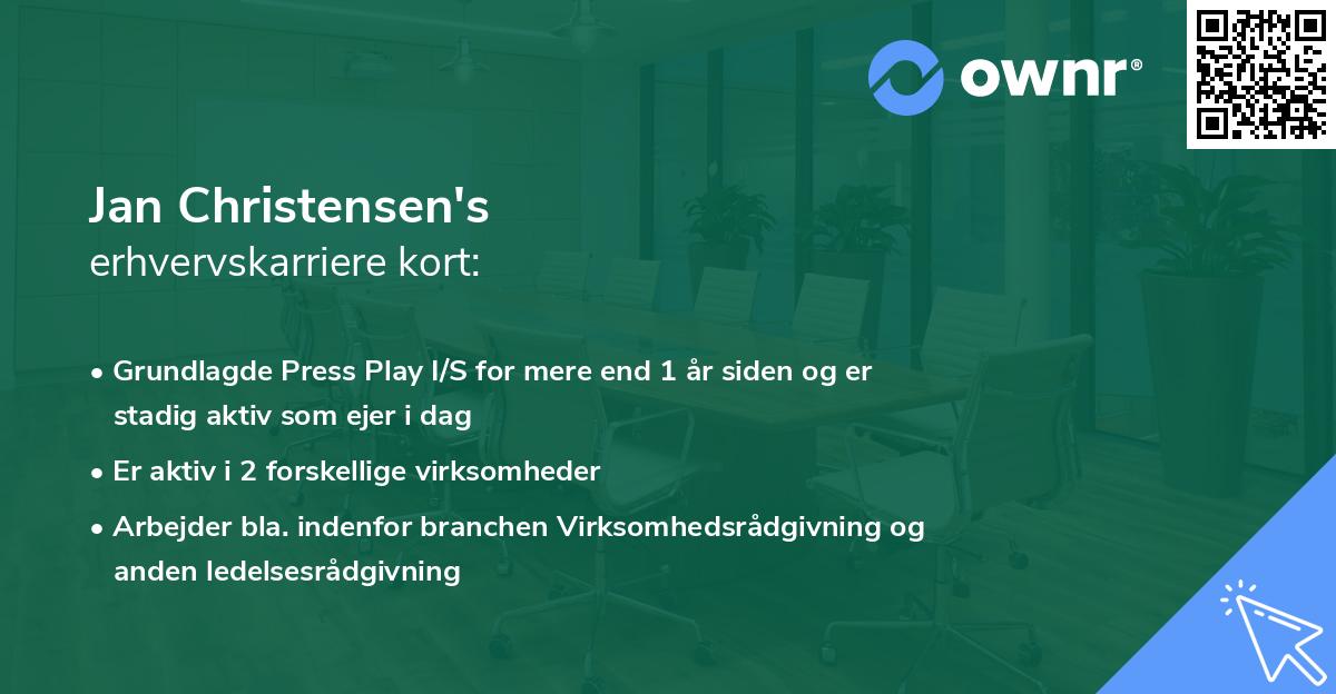 Jan Christensen's erhvervskarriere kort