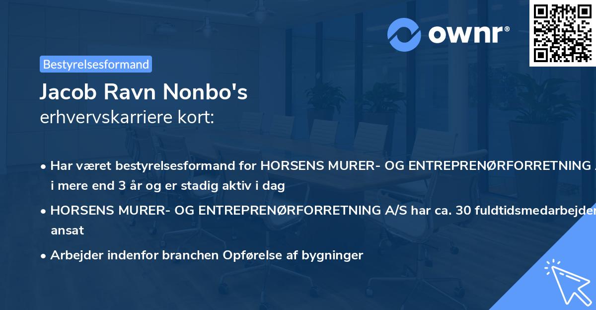 Jacob Ravn Nonbo's erhvervskarriere kort