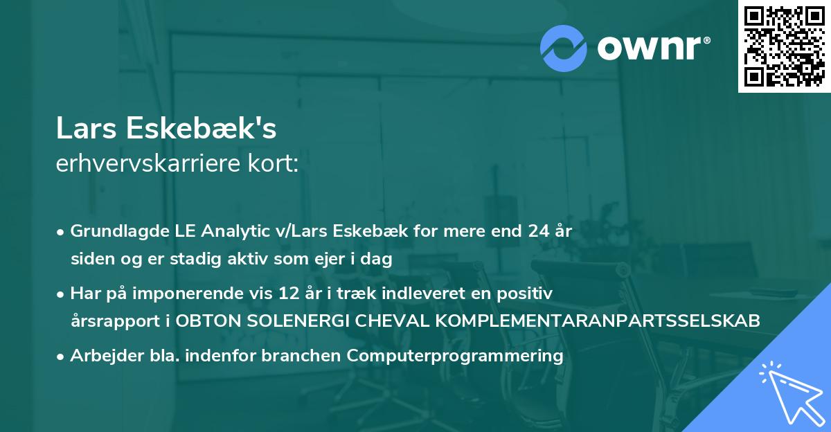 Lars Eskebæk's erhvervskarriere kort