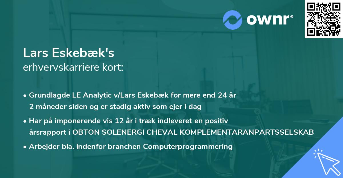 Lars Eskebæk's erhvervskarriere kort