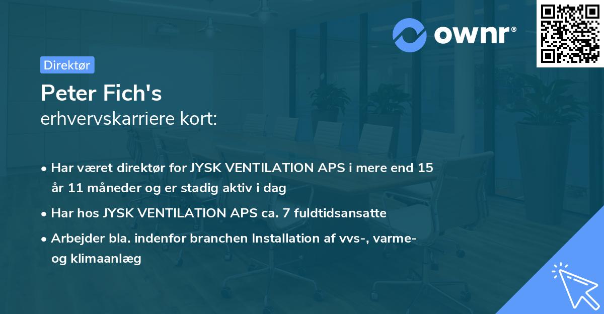 Peter Fich's erhvervskarriere kort