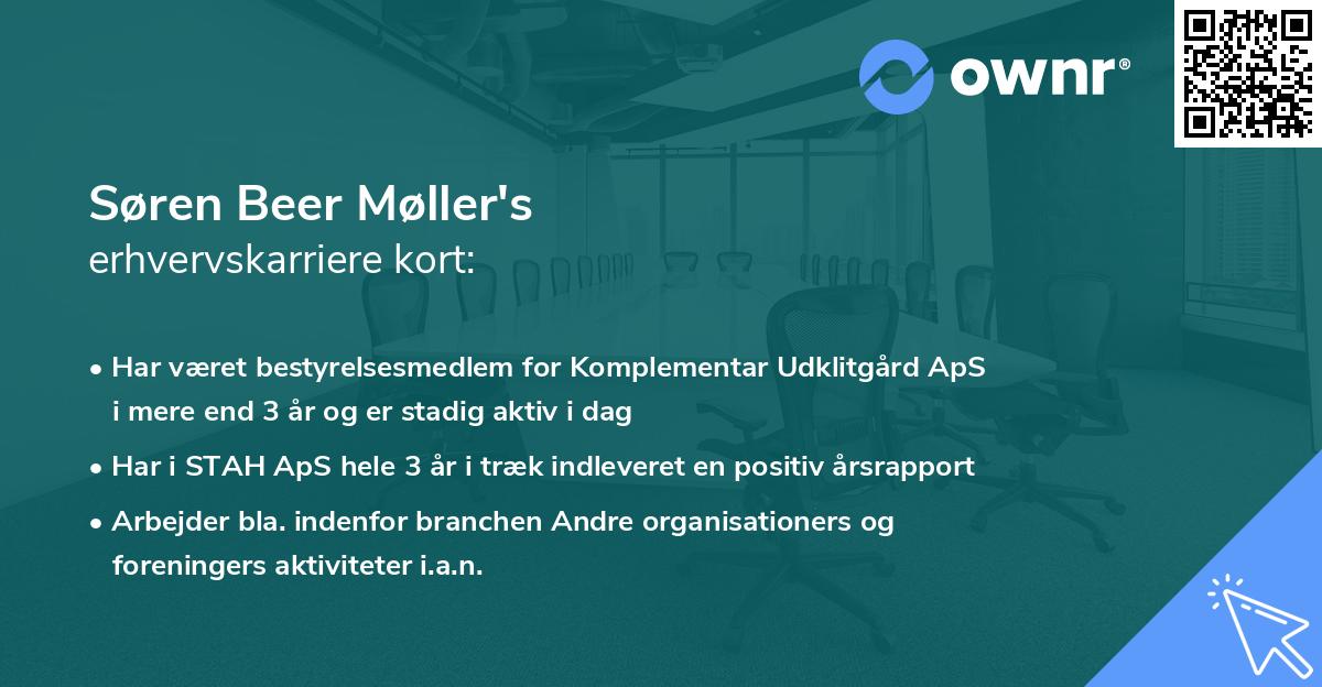 Søren Beer Møller's erhvervskarriere kort