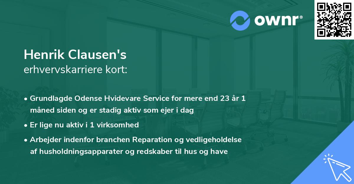 Henrik Clausen's erhvervskarriere kort