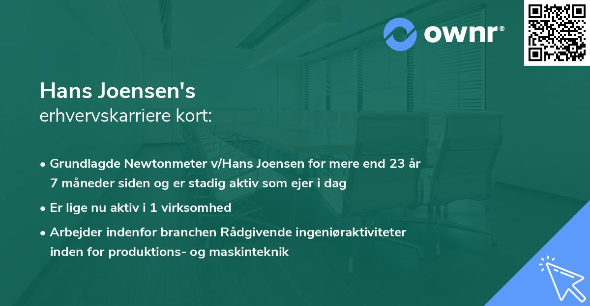 Hans Joensen's erhvervskarriere kort