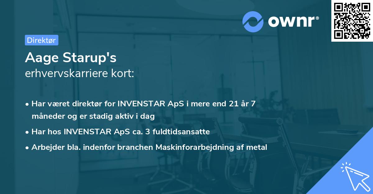 Aage Starup's erhvervskarriere kort