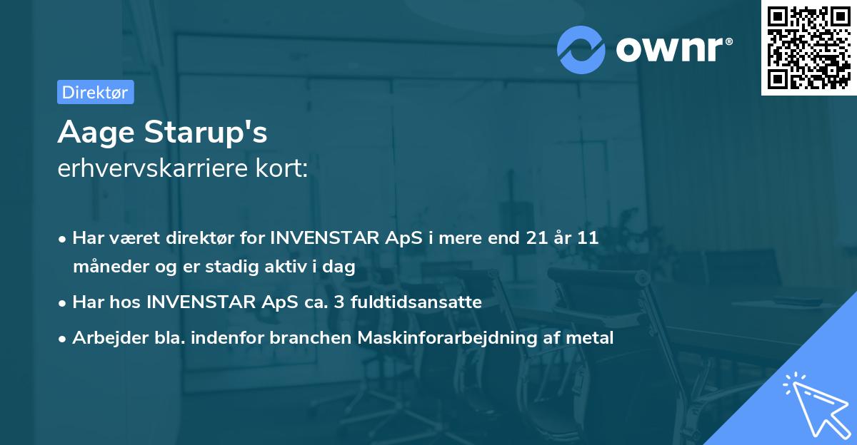 Aage Starup's erhvervskarriere kort