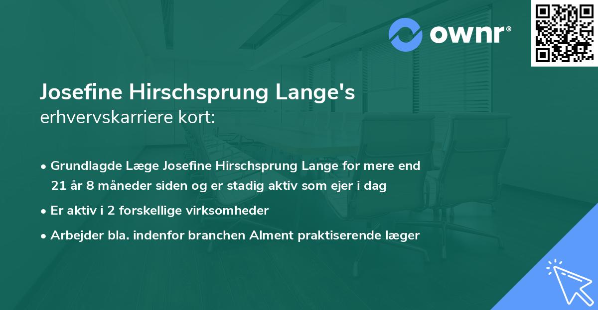 Josefine Hirschsprung Lange's erhvervskarriere kort