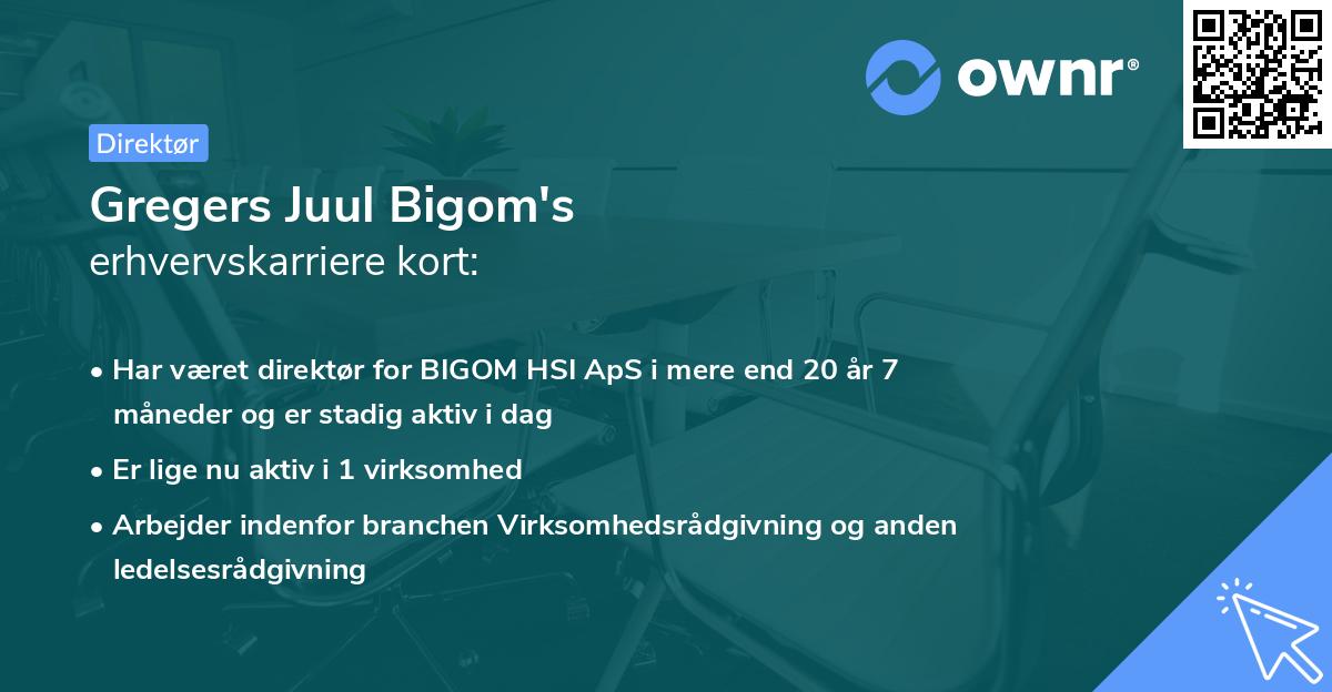 Gregers Juul Bigom's erhvervskarriere kort
