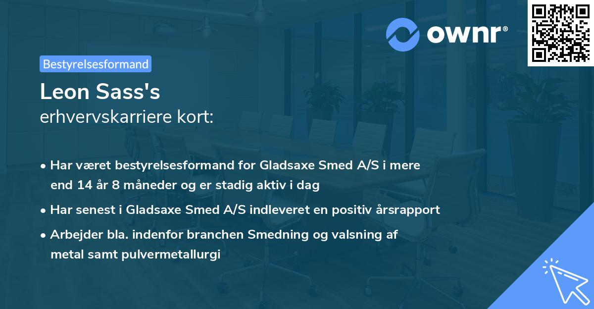 Leon Sass's erhvervskarriere kort