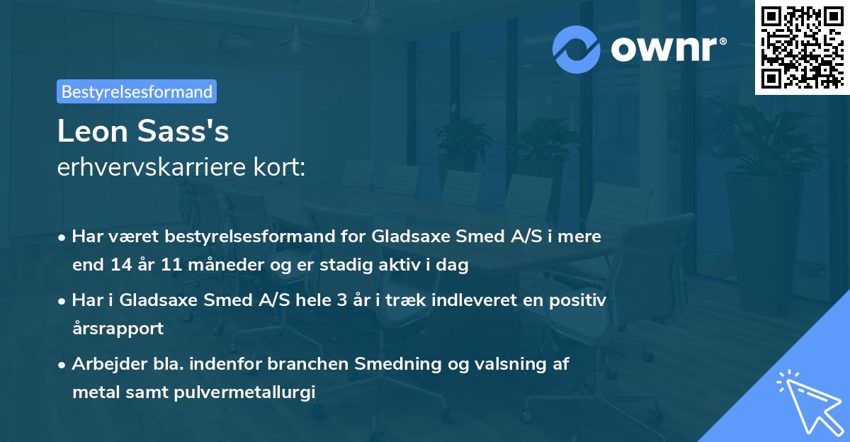 Leon Sass's erhvervskarriere kort