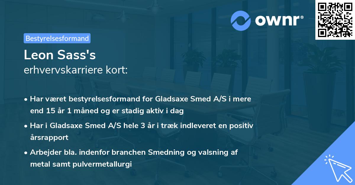 Leon Sass's erhvervskarriere kort