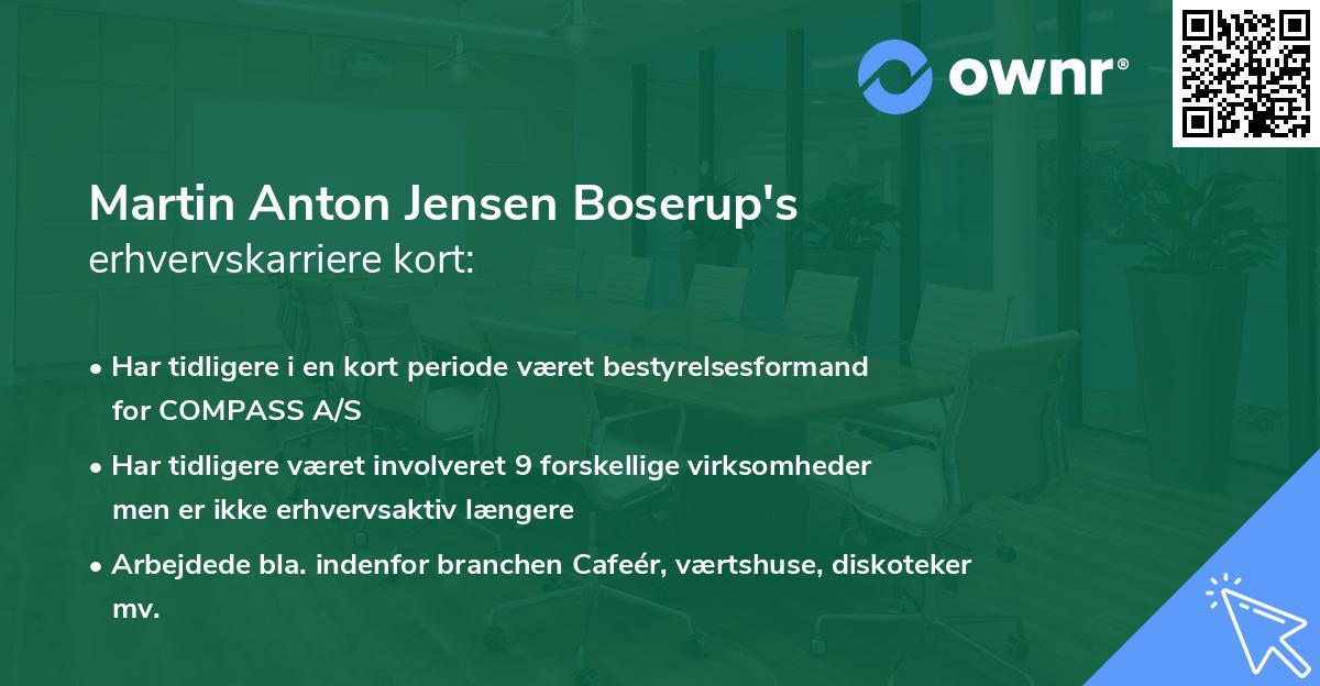 Martin Anton Jensen Boserup's erhvervskarriere kort