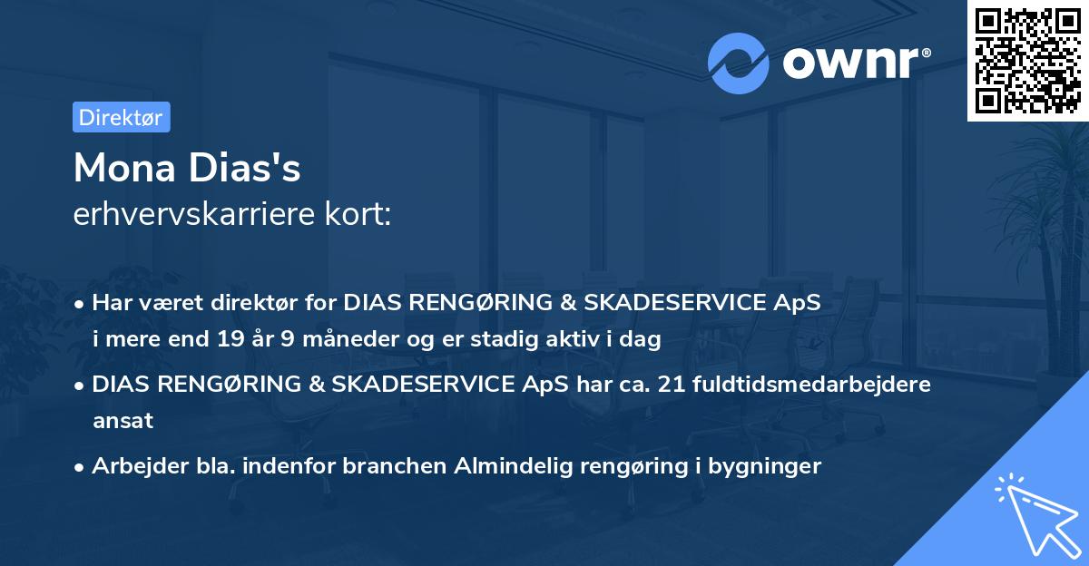 Mona Dias's erhvervskarriere kort