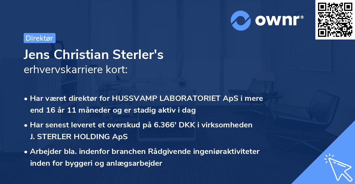 Jens Christian Sterler's erhvervskarriere kort