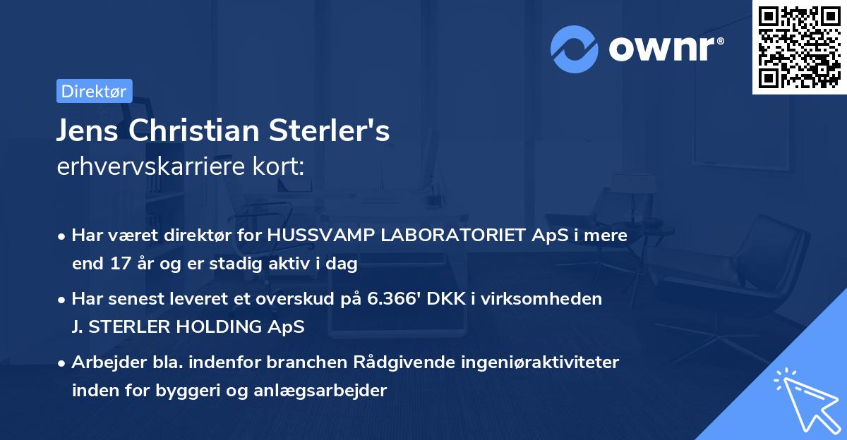Jens Christian Sterler's erhvervskarriere kort