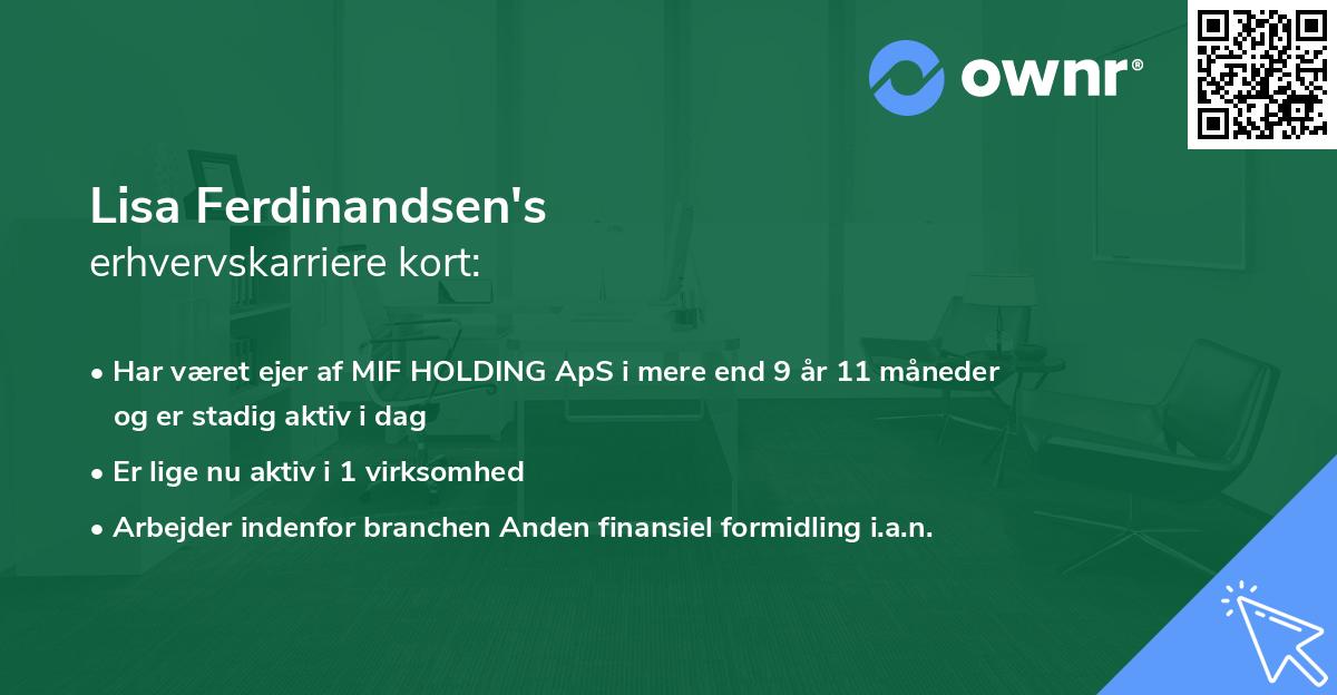 Lisa Ferdinandsen's erhvervskarriere kort