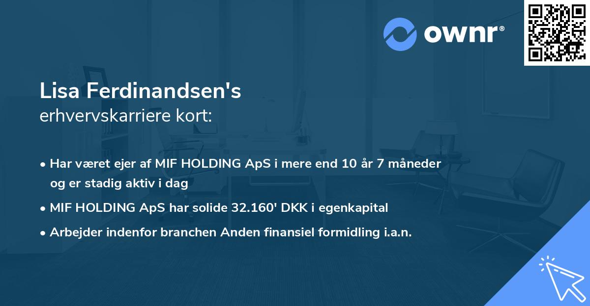 Lisa Ferdinandsen's erhvervskarriere kort