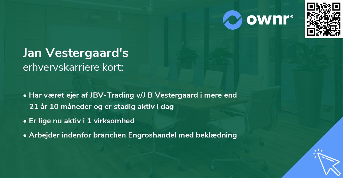 Jan Vestergaard's erhvervskarriere kort