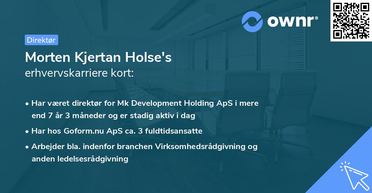 Morten Kjertan Holse's erhvervskarriere kort